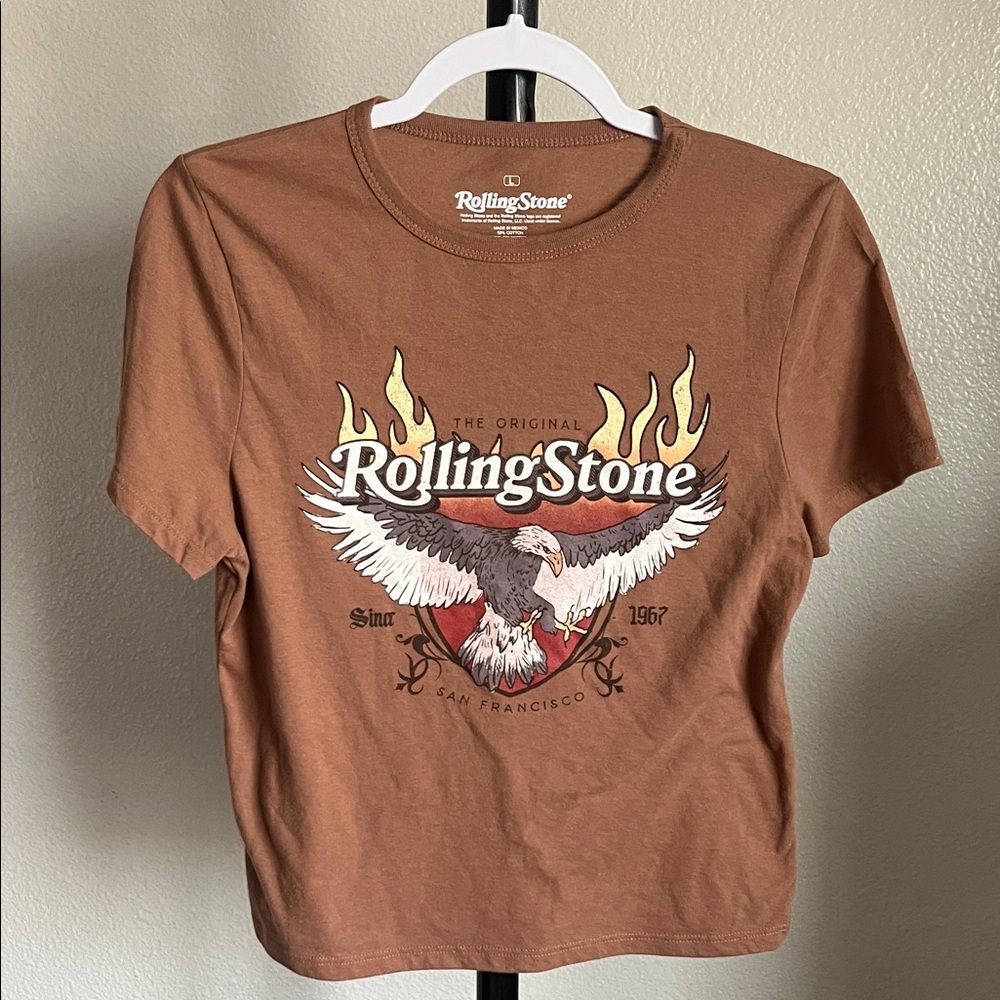 The Rolling Stones Brown Cotton Blend Screen Tee